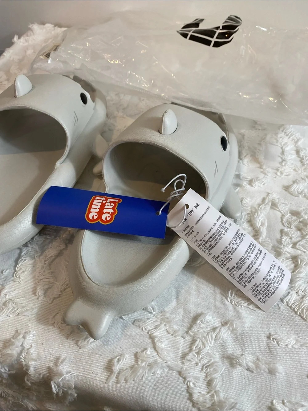 New!  Light Gray Shark Slide Sandals for Kids